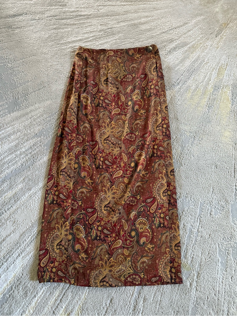 Vintage Fashion Bug long maxi skirt pull on stretchy brown maroon gold  medium